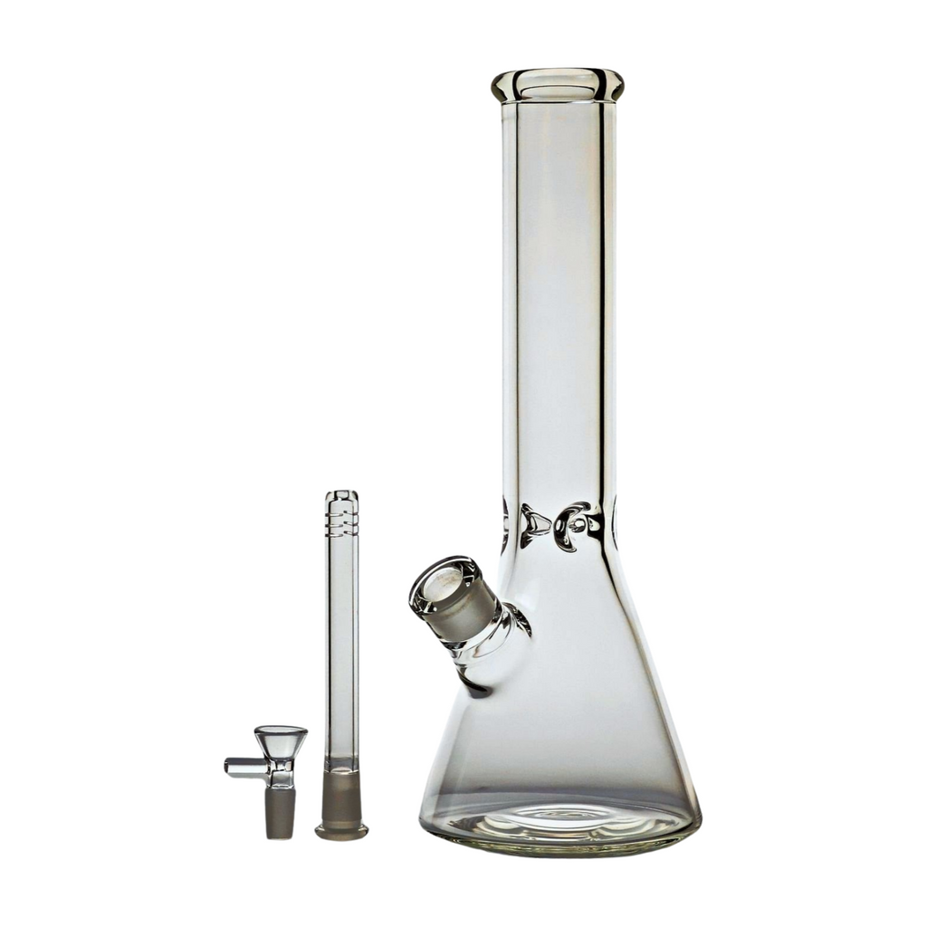 9mm Thick Glass Bong, 14 Inches Tall, Ice Pinch, Included Down Stem & Bowl