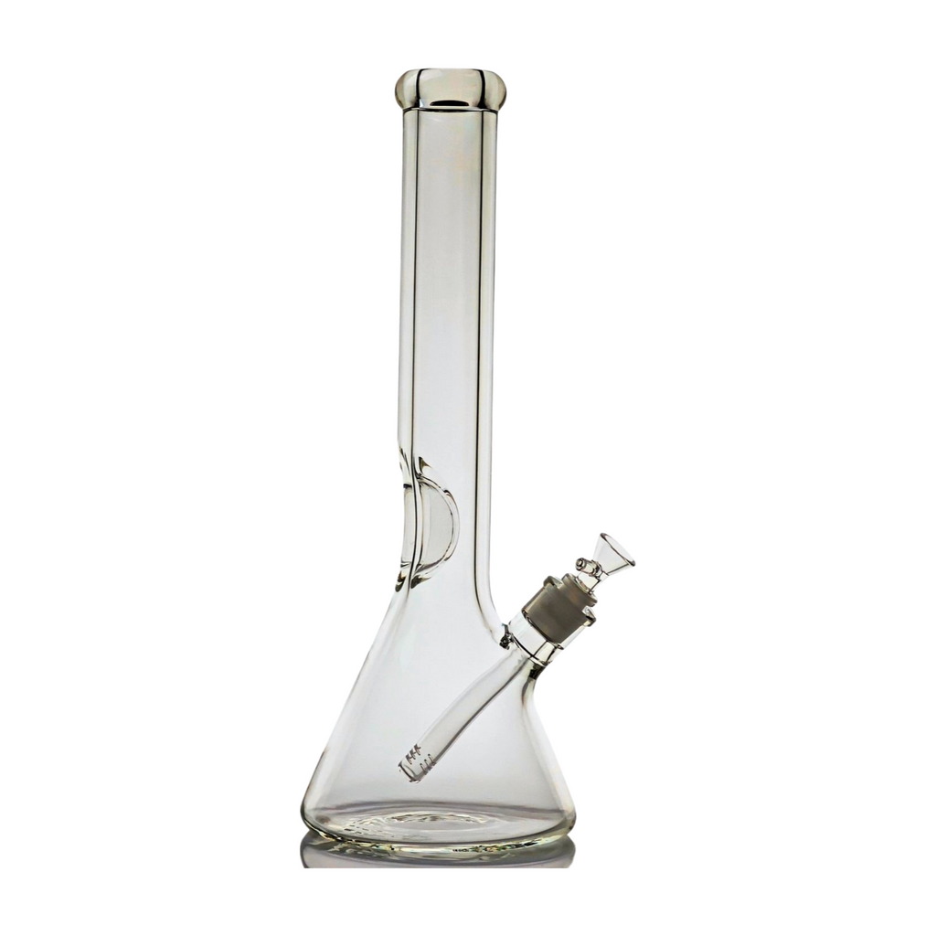 9mm Thick Glass Bong, 16" Tall, Geometric Ice Pinch, Down Stem Diffuser & Bowl