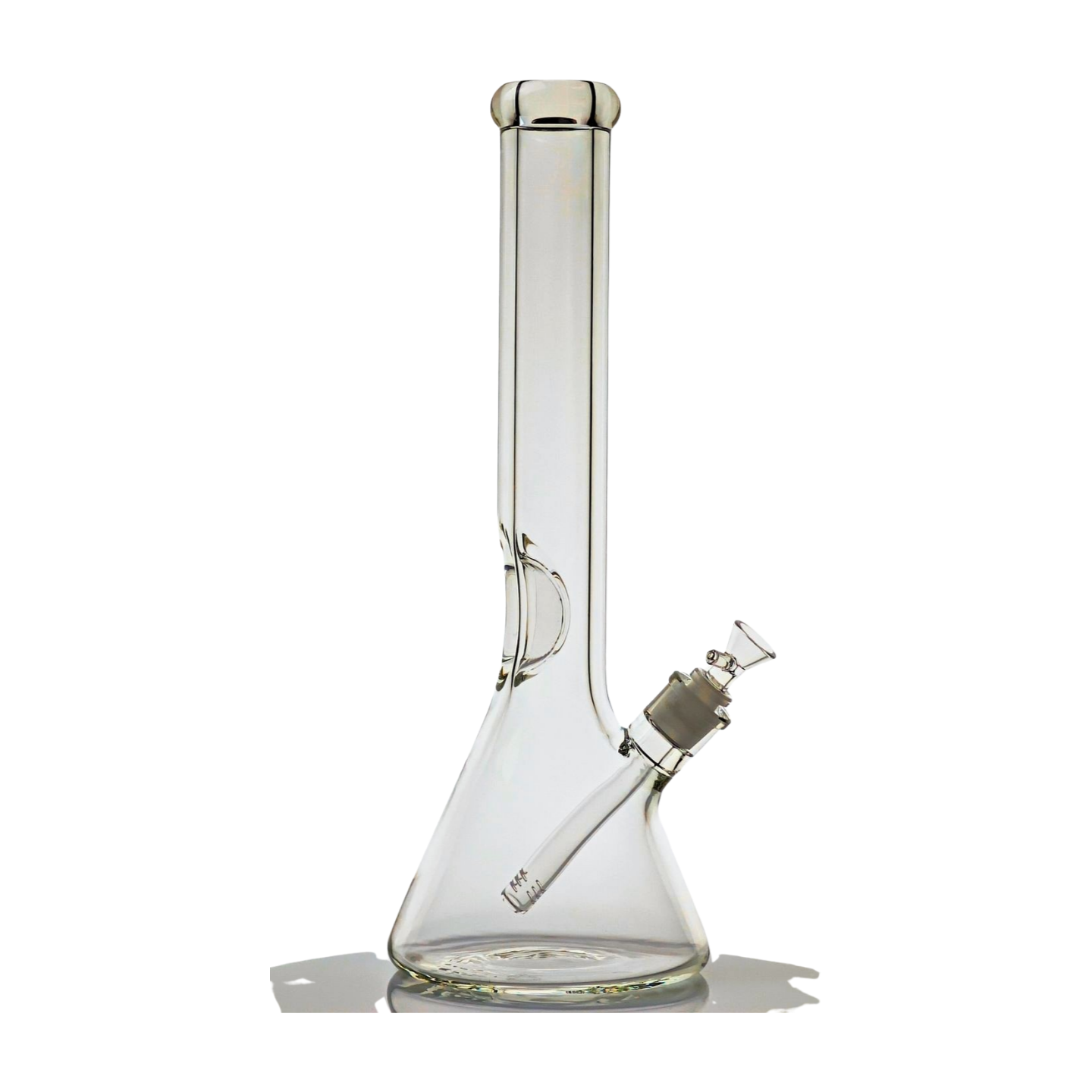 9mm Thick Glass Bong, 16" Tall, Geometric Ice Pinch, Down Stem Diffuser & Bowl