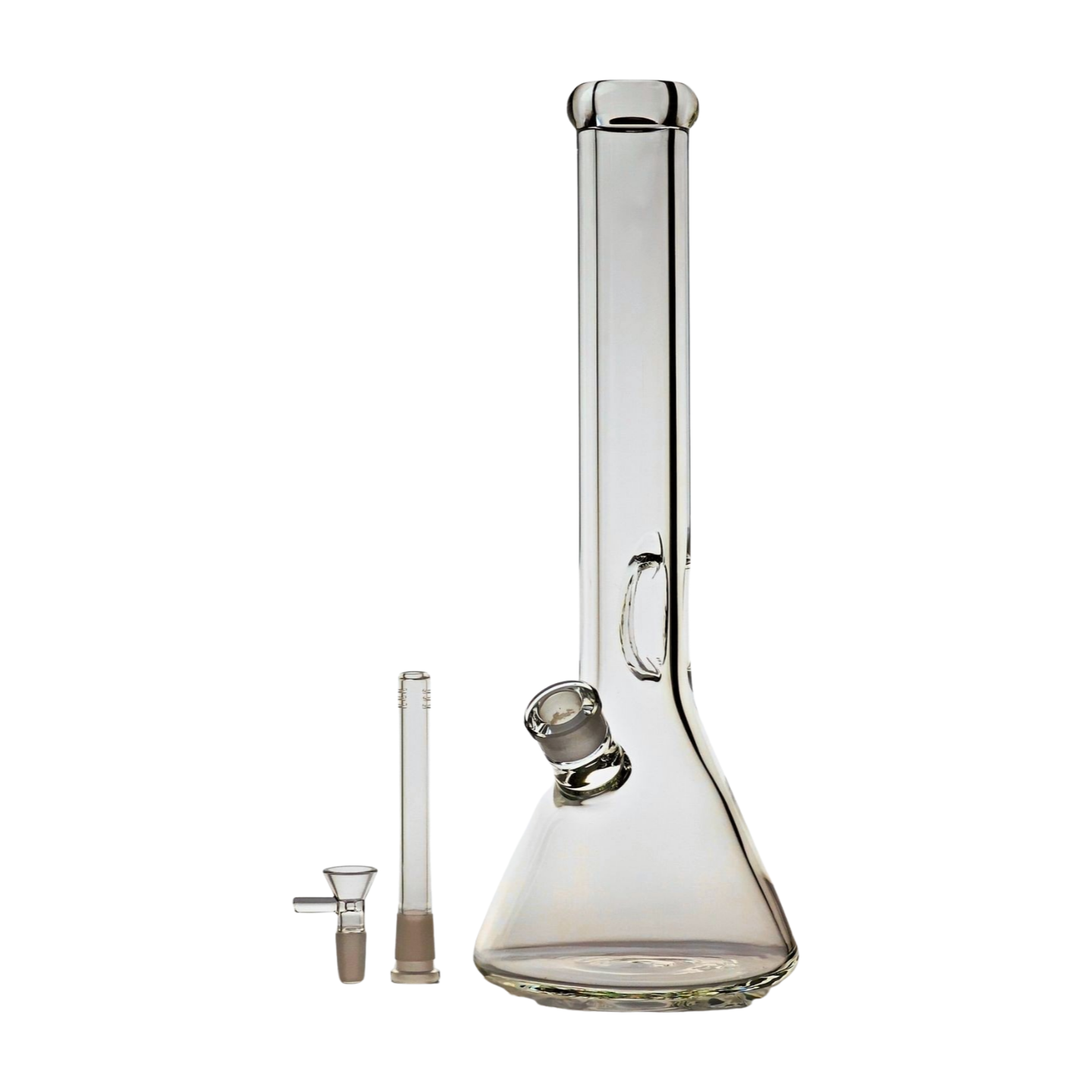 9mm Thick Glass Bong, 16" Tall, Geometric Ice Pinch, Down Stem Diffuser & Bowl