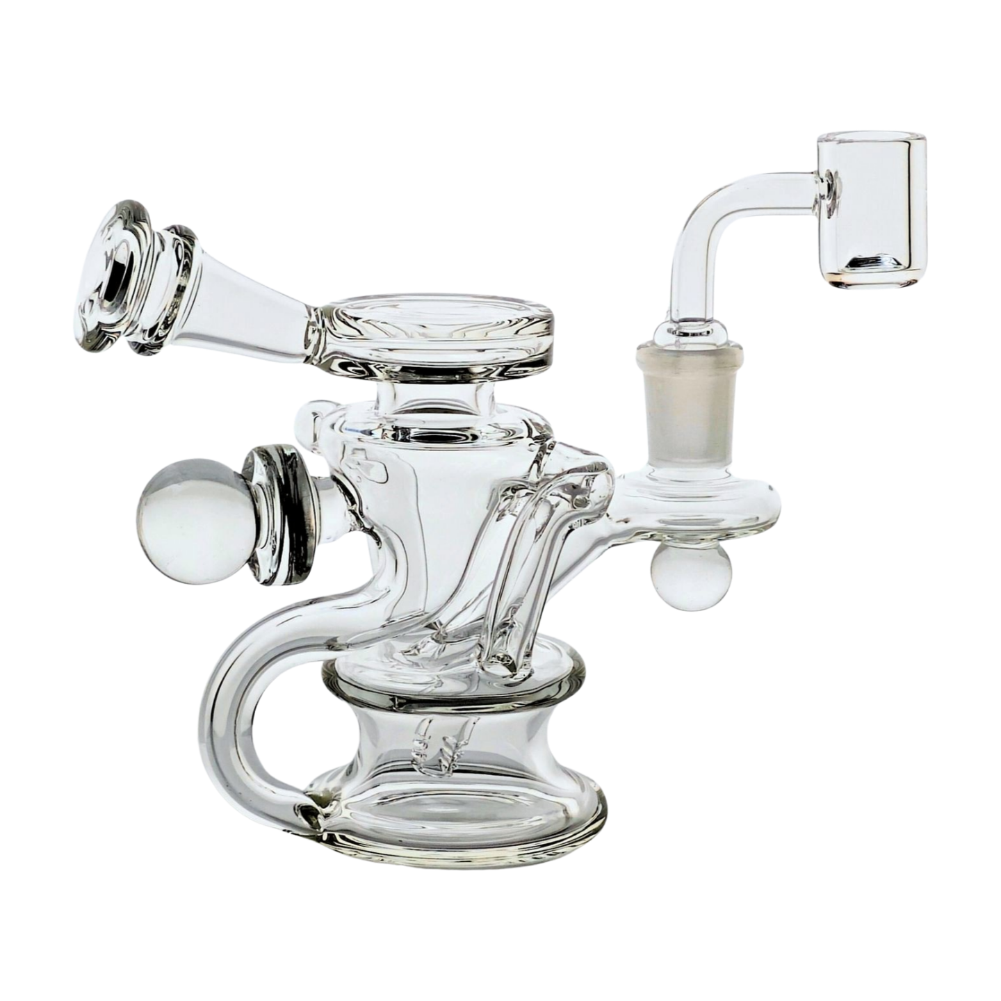 Miniature Concentrate Recycler Rig, 5" Inches Tall, Includes 14mm Nail, Clear Glass