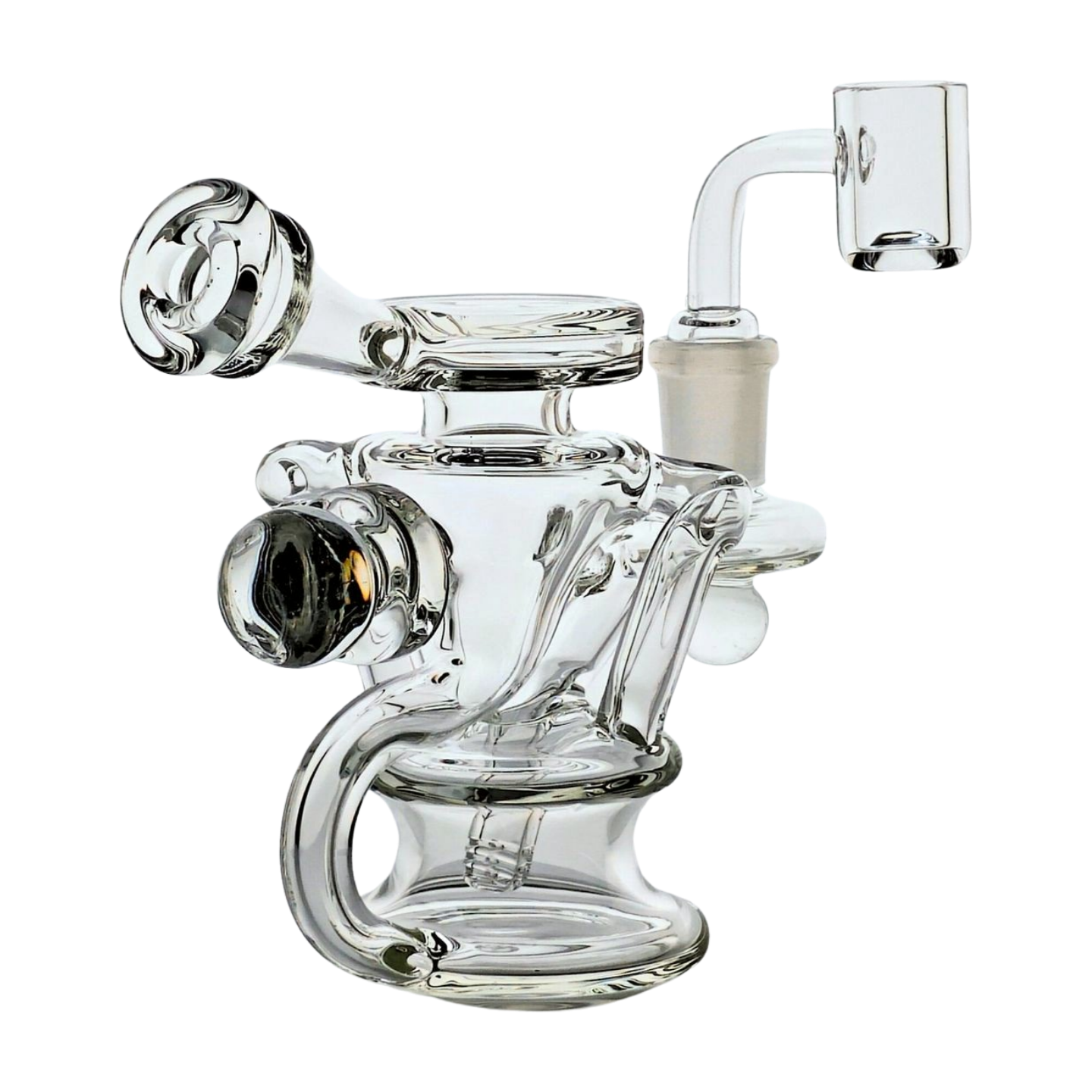 Miniature Concentrate Recycler Rig, 5" Inches Tall, Includes 14mm Nail, Clear Glass