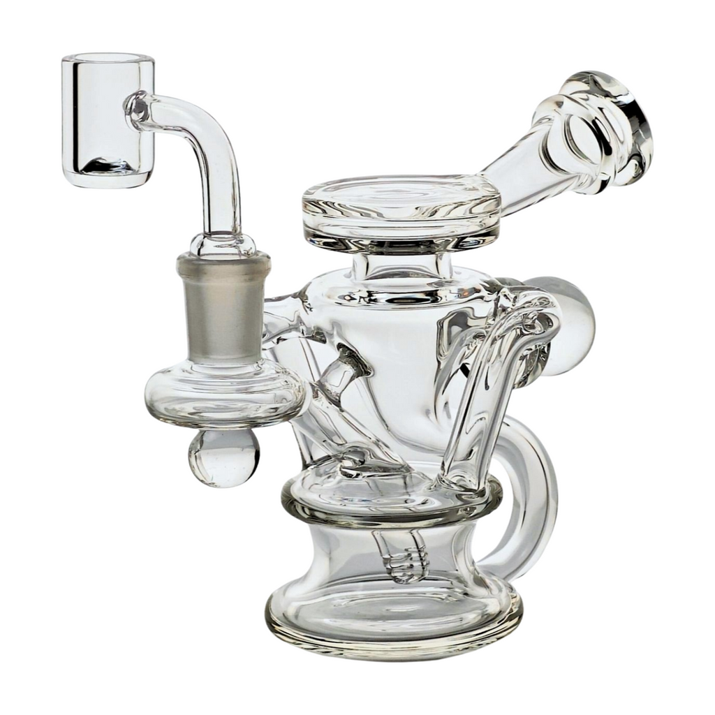 Miniature Concentrate Recycler Rig, 5" Inches Tall, Includes 14mm Nail, Clear Glass