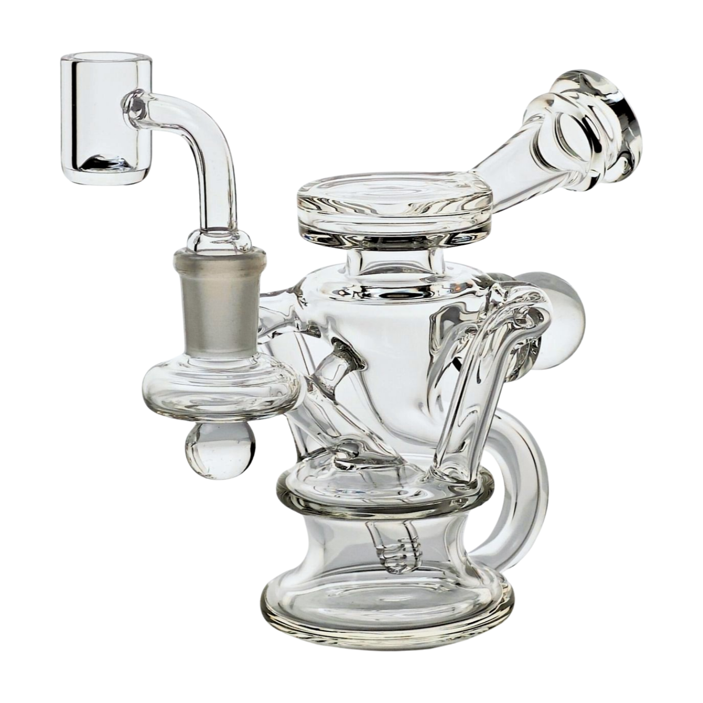 Miniature Concentrate Recycler Rig, 5" Inches Tall, Includes 14mm Nail, Clear Glass