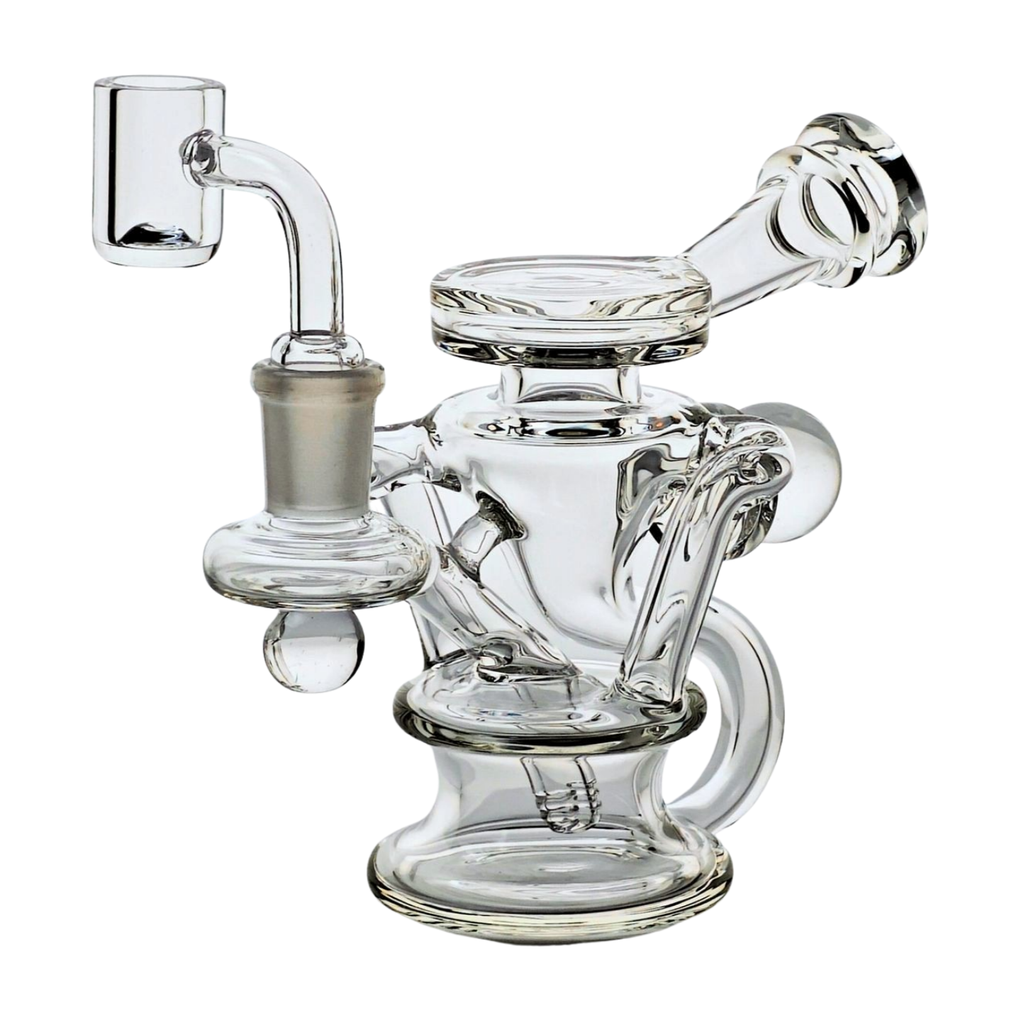 Miniature Concentrate Recycler Rig, 5" Inches Tall, Includes 14mm Nail, Clear Glass