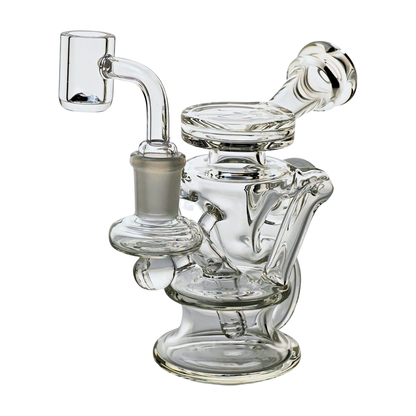 Miniature Concentrate Recycler Rig, 5" Inches Tall, Includes 14mm Nail, Clear Glass