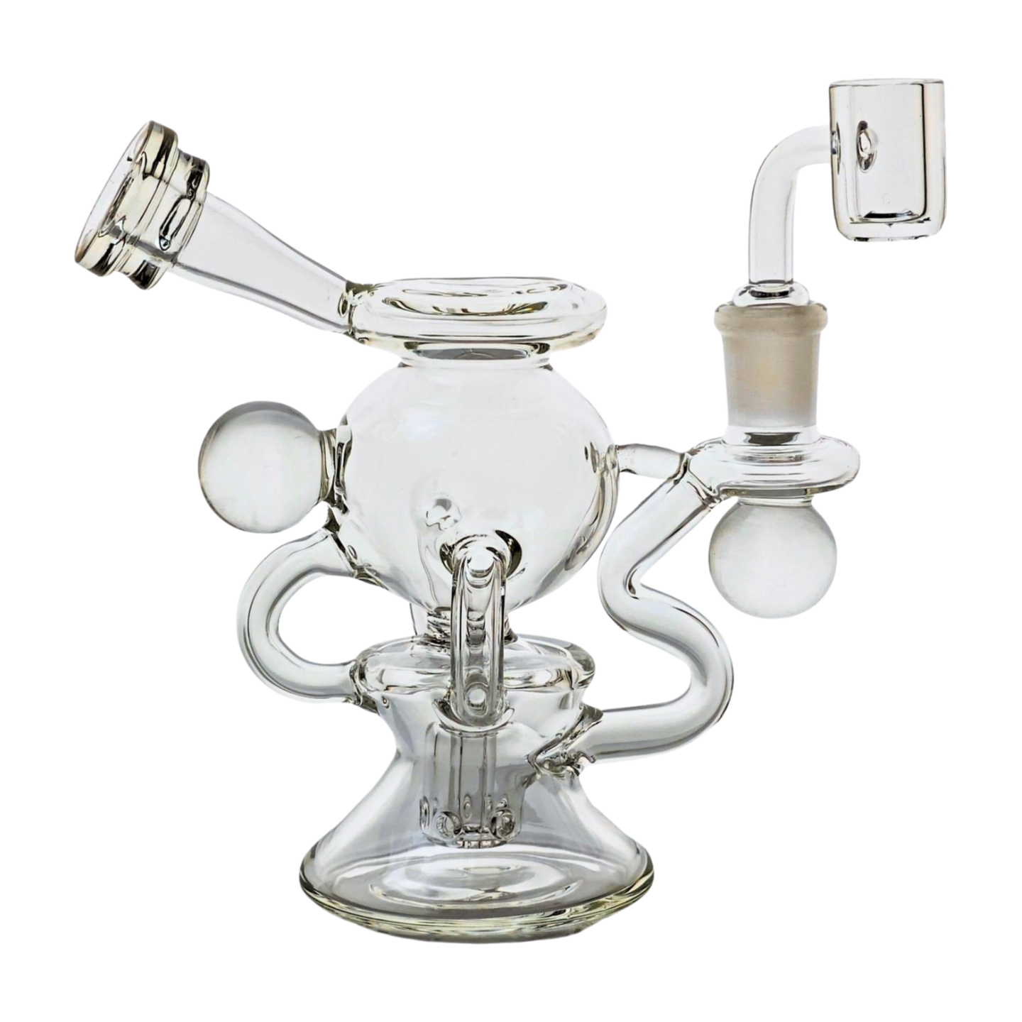 Miniature Concentrate Recycler Rig, 5.5" Inches Tall, Includes 14mm Nail, Clear Glass