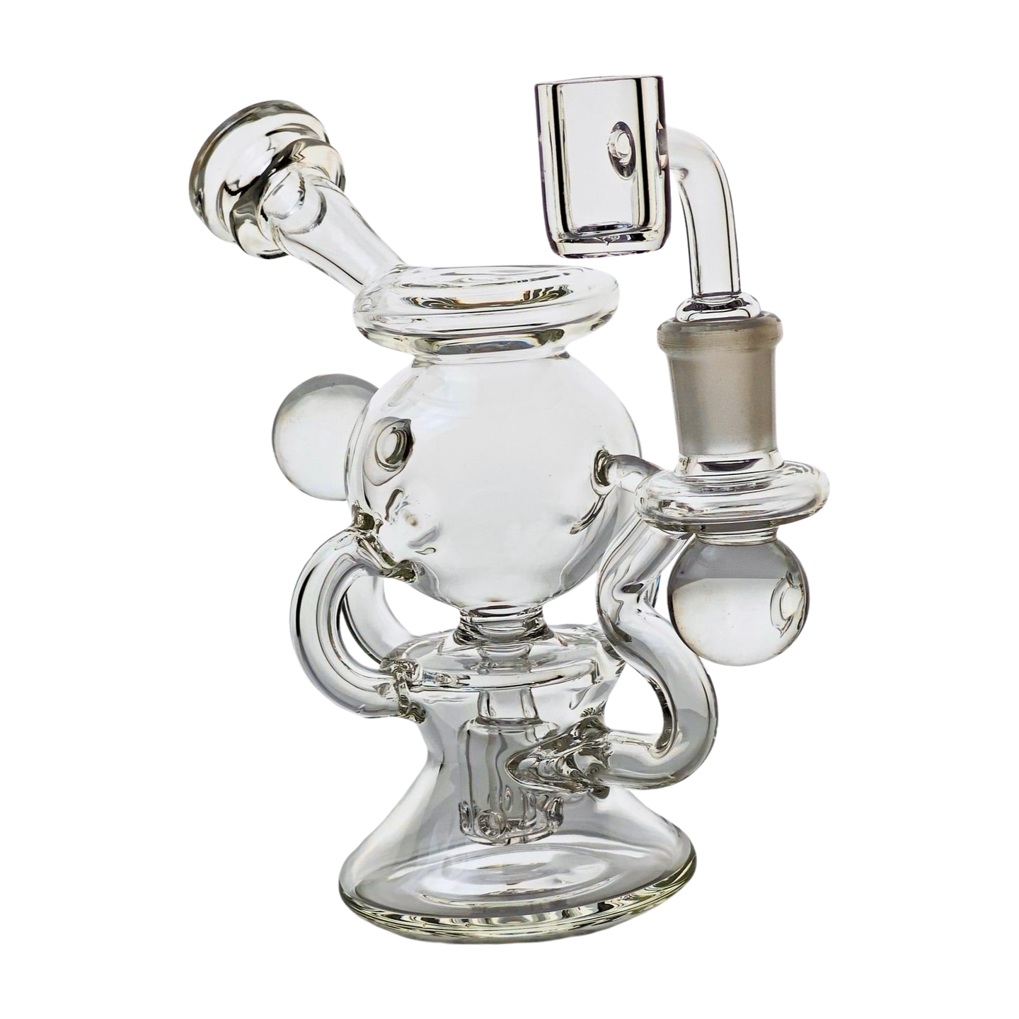 Miniature Concentrate Recycler Rig, 5.5" Inches Tall, Includes 14mm Nail, Clear Glass