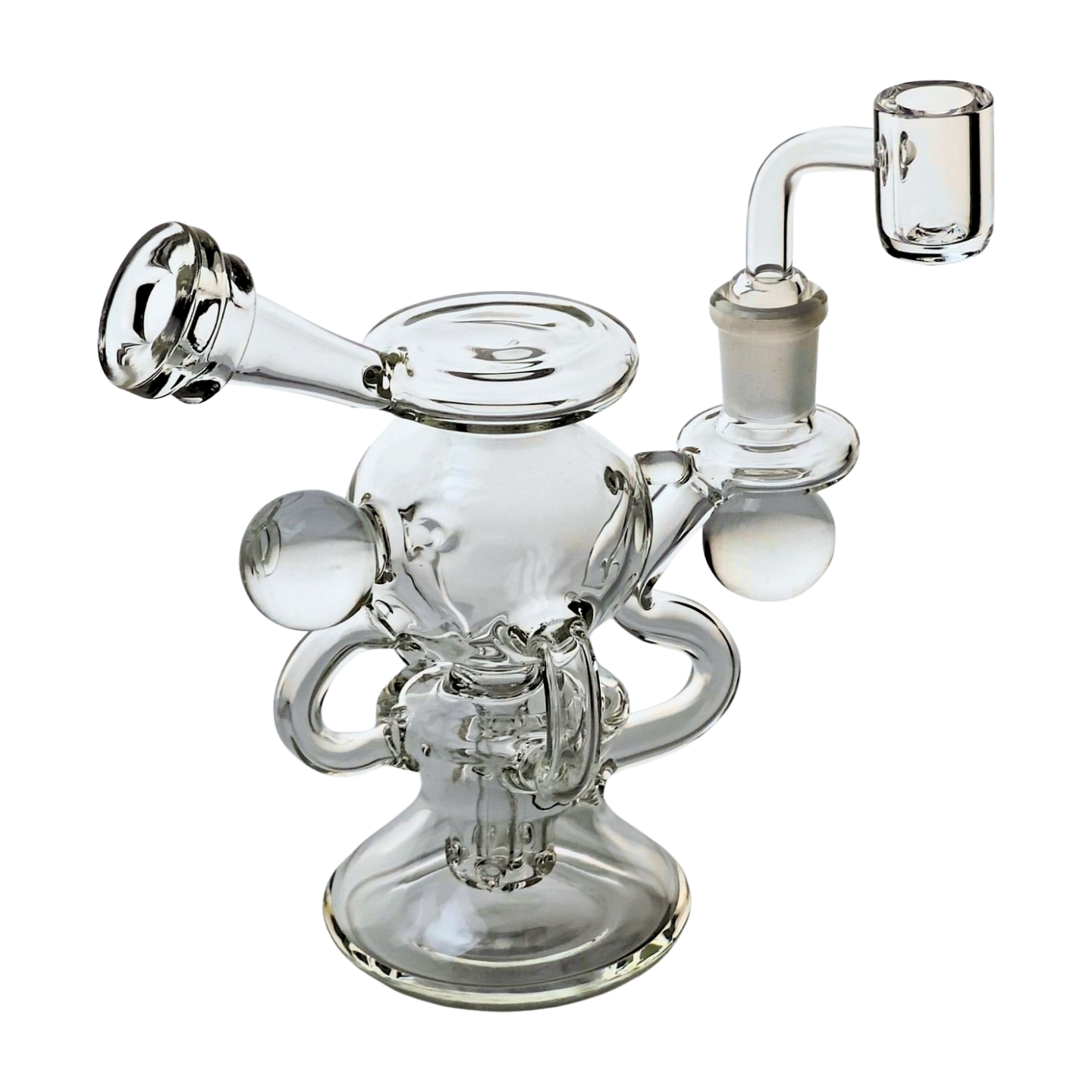 Miniature Concentrate Recycler Rig, 5.5" Inches Tall, Includes 14mm Nail, Clear Glass