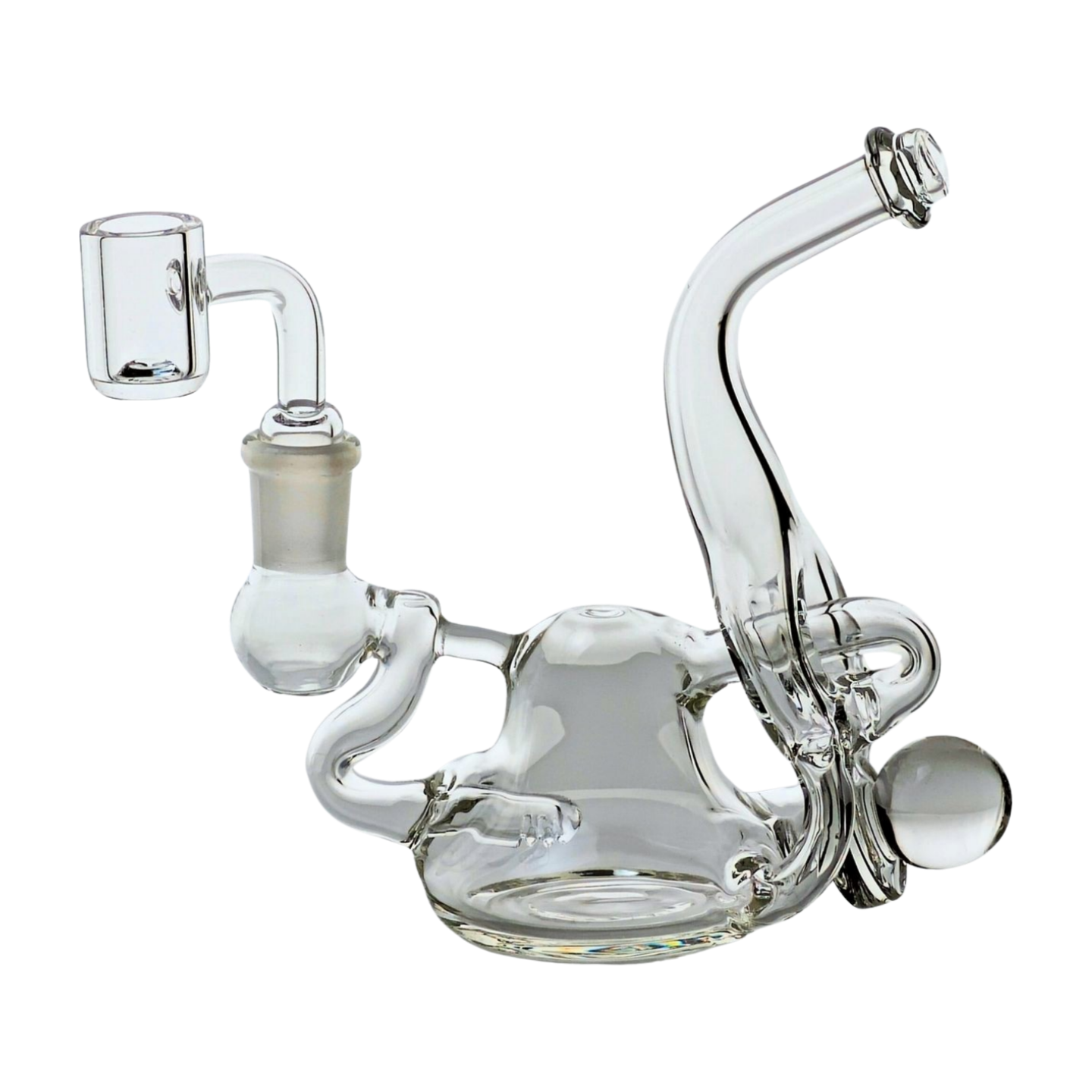 5" Mini Gooseneck Recycler Concentrate Rig Kit - Includes 14mm Pure Quartz Nail Banger