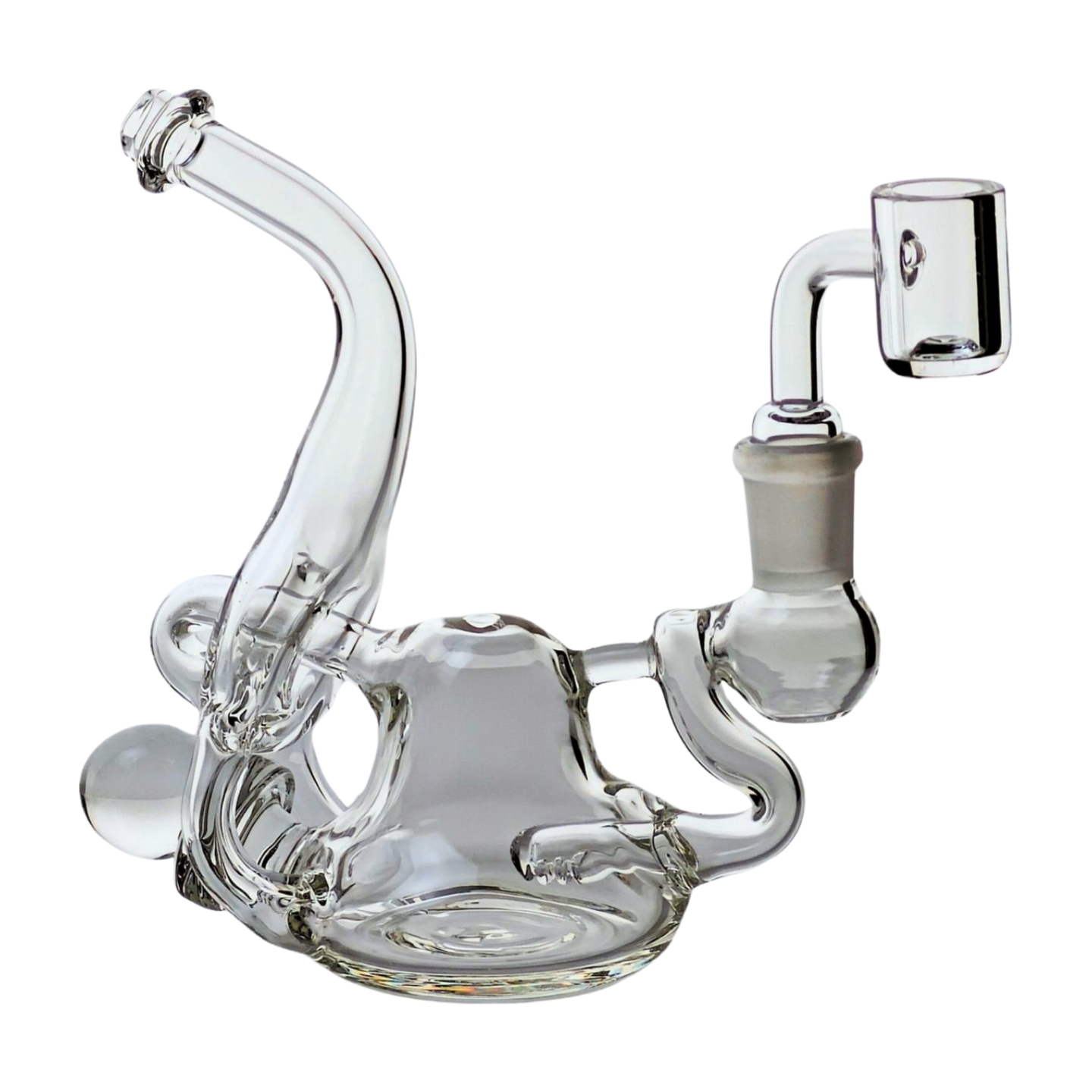 5" Mini Gooseneck Recycler Concentrate Rig Kit - Includes 14mm Pure Quartz Nail Banger