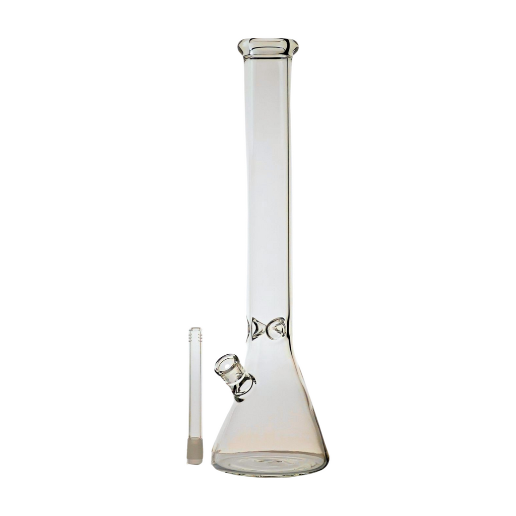 18" Tall, 5mm Thick Glass Beaker Bong with Ice Pinch - Clear Borosilicate Glass, includes 14mm Bowl and Downstem