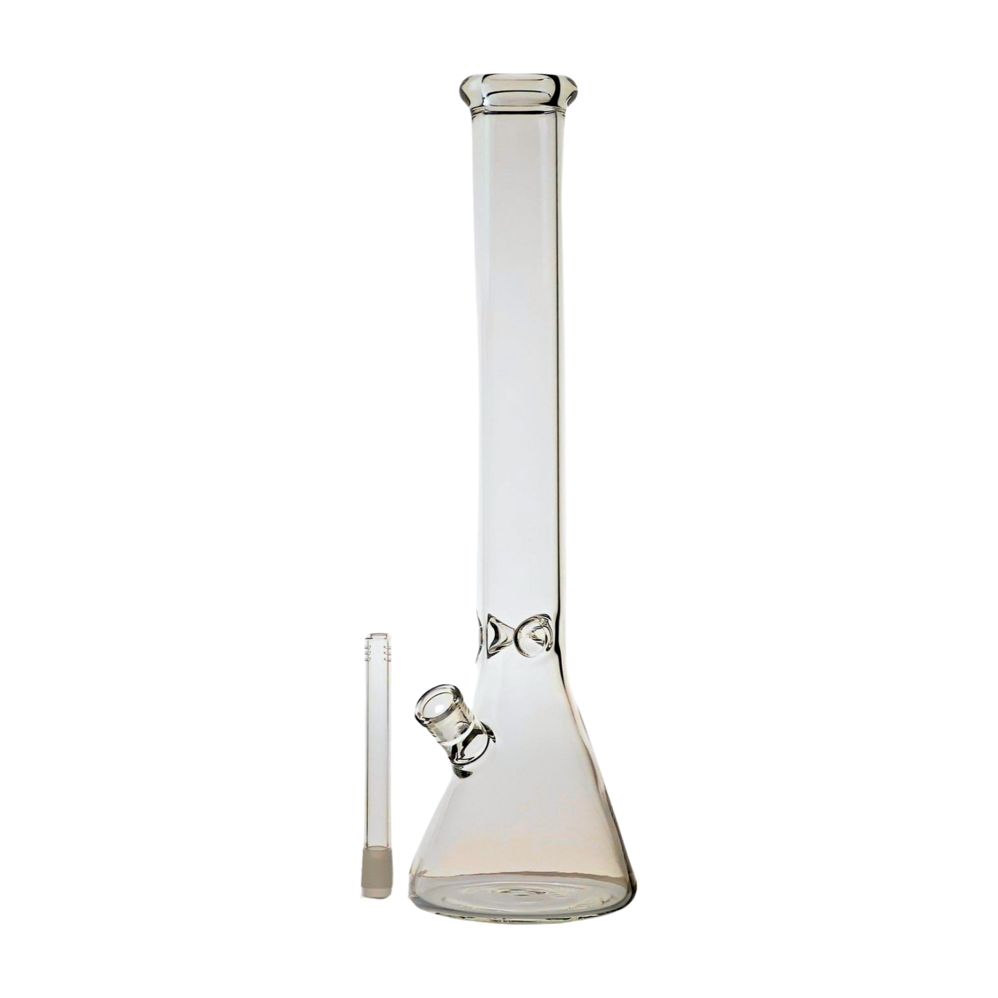 18" Tall, 5mm Thick Glass Beaker Bong with Ice Pinch - Clear Borosilicate Glass, includes 14mm Bowl and Downstem