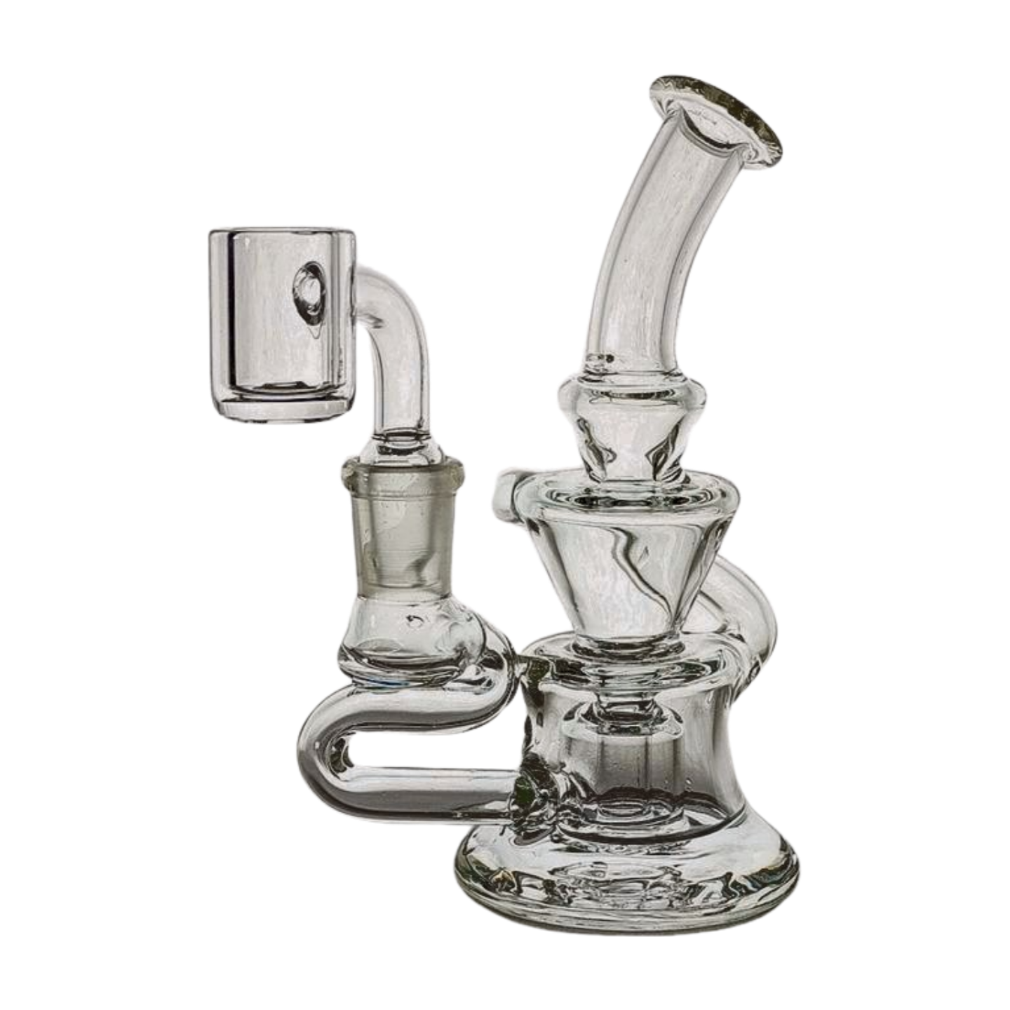 Miniature Concentrate Recycler Rig, 5" Inches Tall, Includes 14mm Nail, Clear Glass