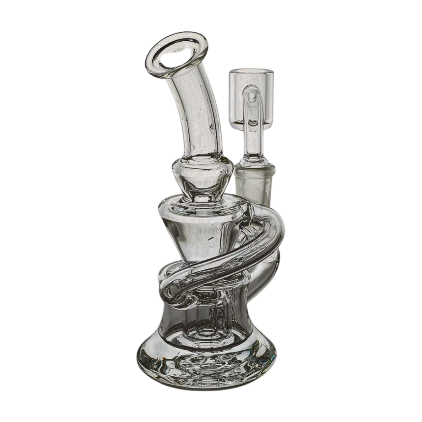 Miniature Concentrate Recycler Rig, 5" Inches Tall, Includes 14mm Nail, Clear Glass