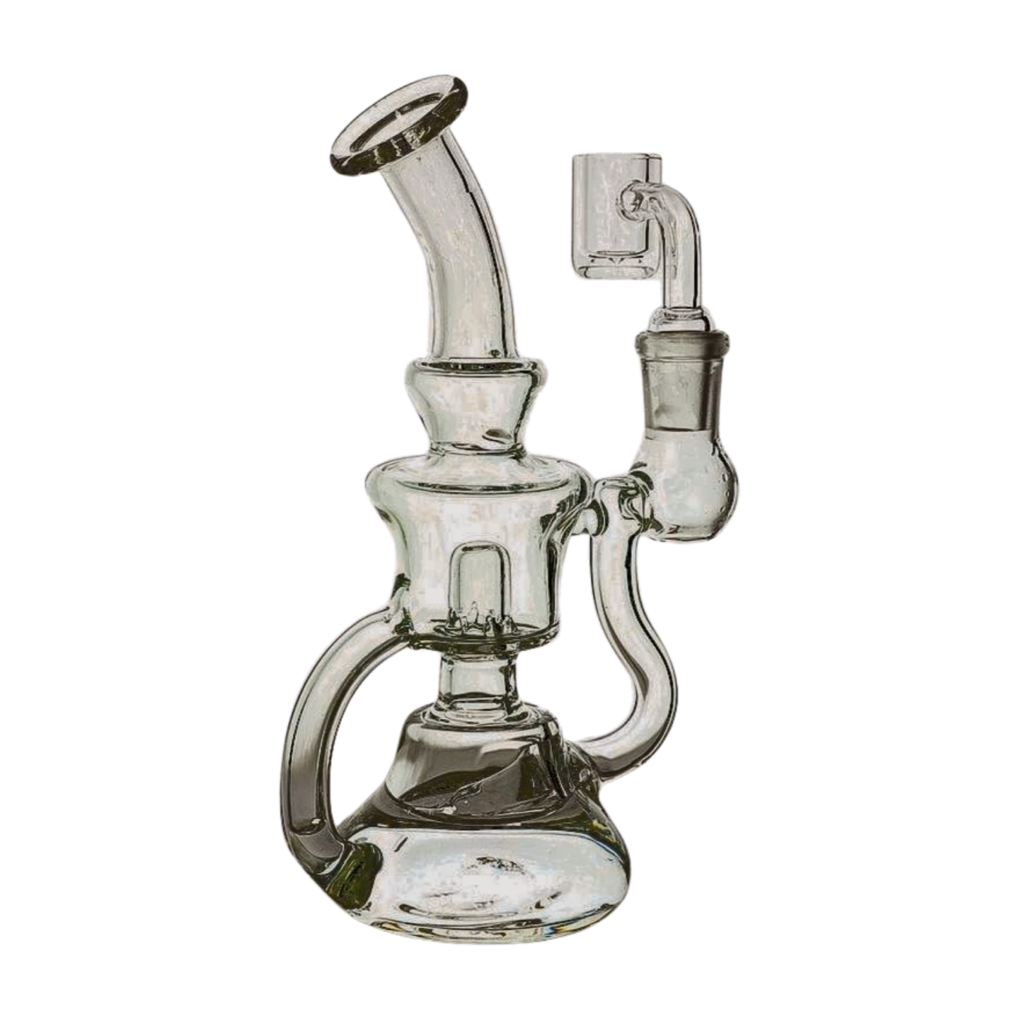 Miniature Concentrate Recycler Rig, 7" Inches Tall, Includes 14mm Nail, Clear Glass