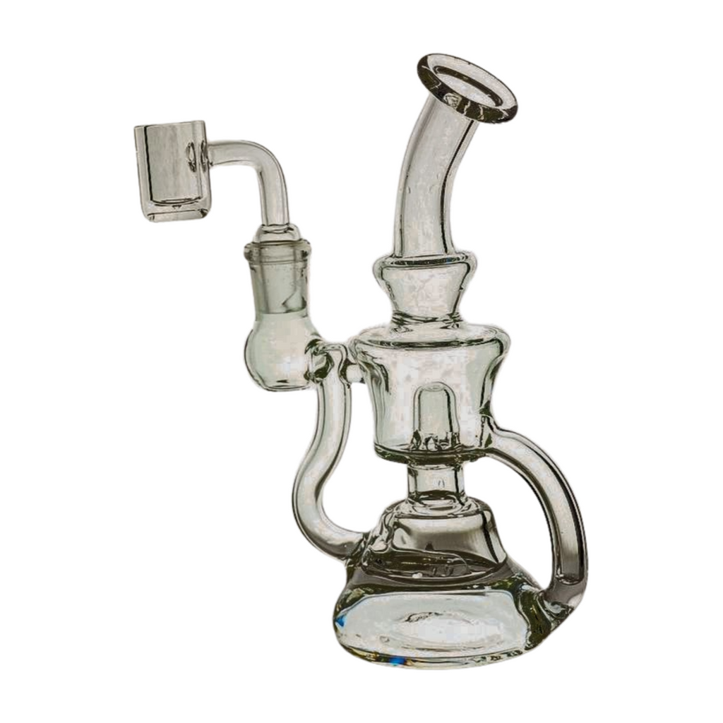 Miniature Concentrate Recycler Rig, 7" Inches Tall, Includes 14mm Nail, Clear Glass