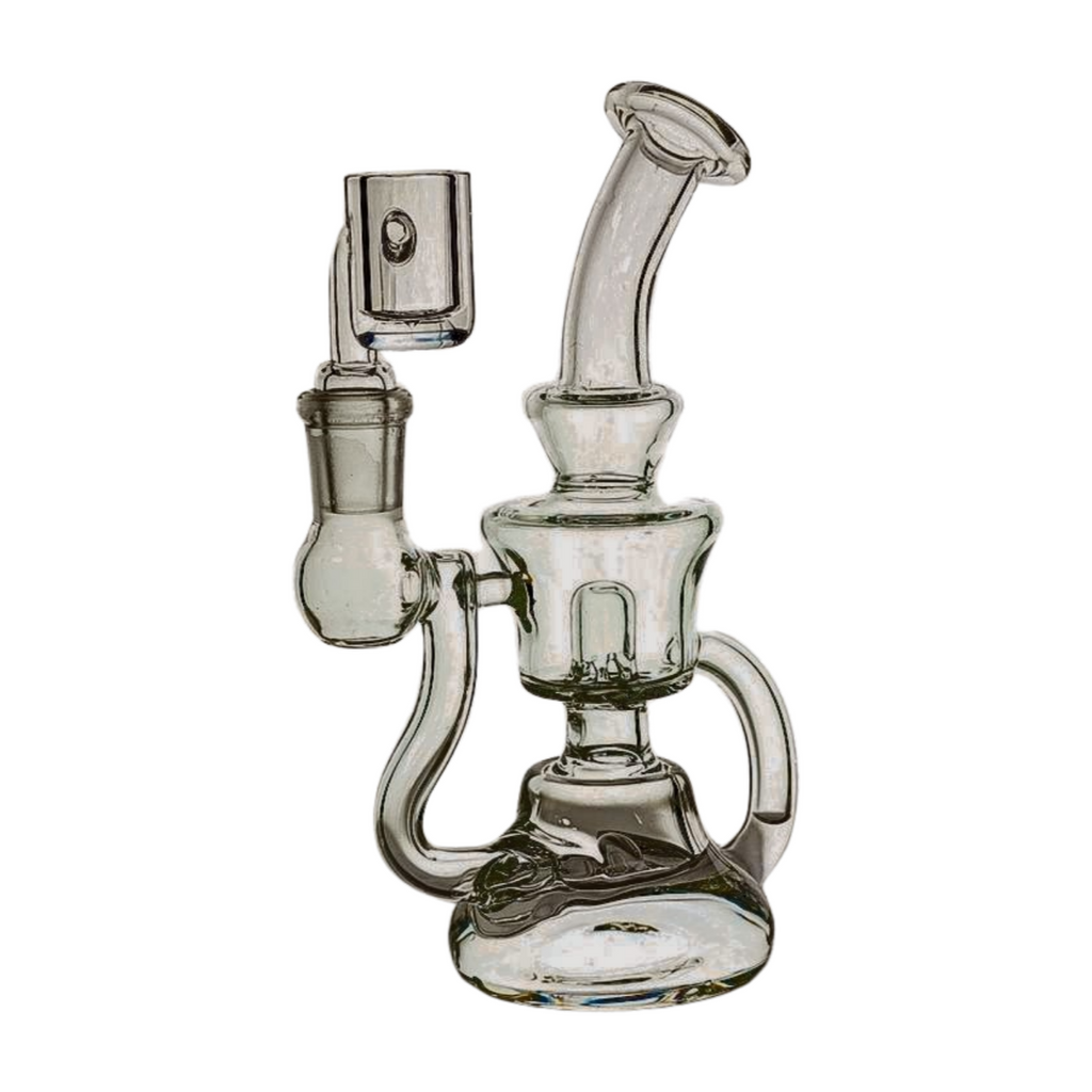 Miniature Concentrate Recycler Rig, 7" Inches Tall, Includes 14mm Nail, Clear Glass