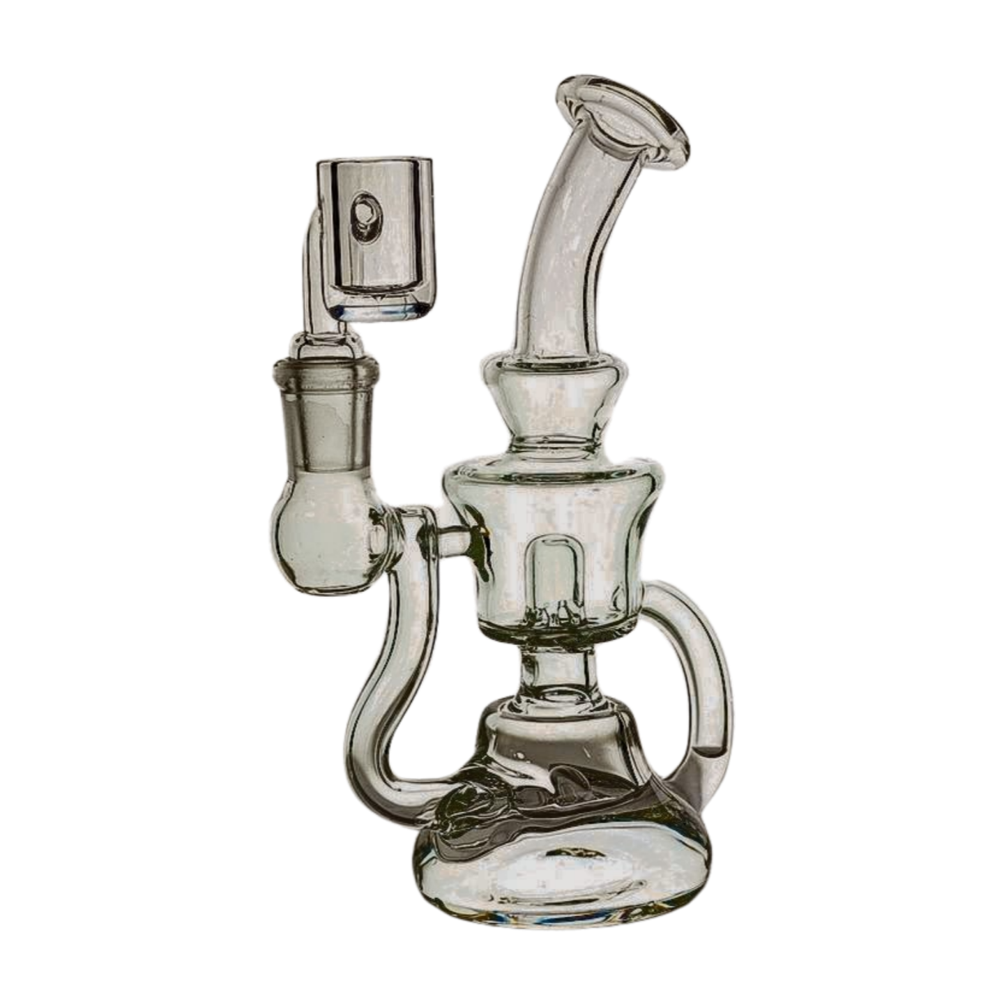Miniature Concentrate Recycler Rig, 7" Inches Tall, Includes 14mm Nail, Clear Glass