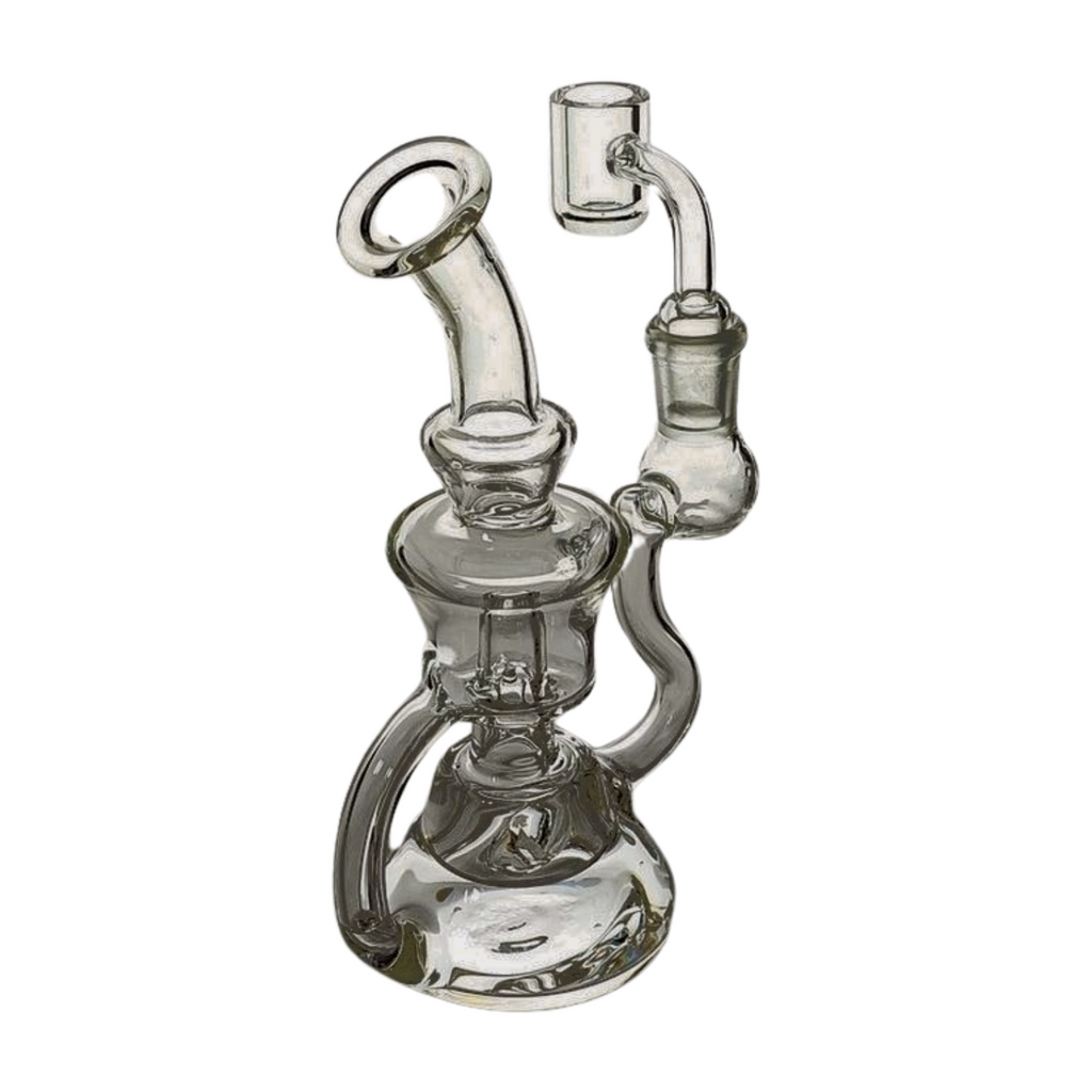 Miniature Concentrate Recycler Rig, 7" Inches Tall, Includes 14mm Nail, Clear Glass