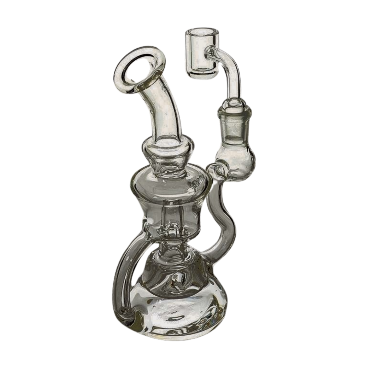 Miniature Concentrate Recycler Rig, 7" Inches Tall, Includes 14mm Nail, Clear Glass